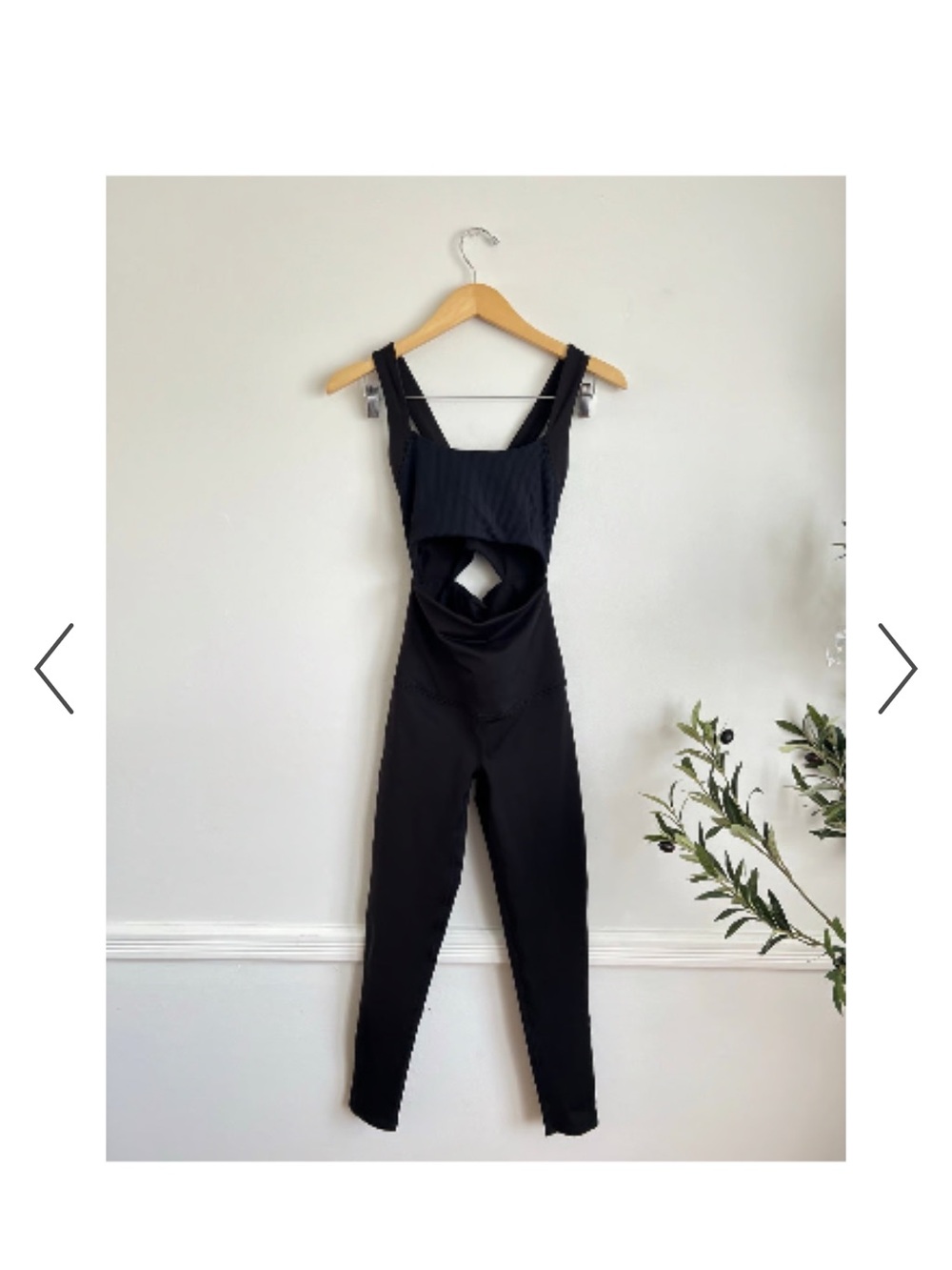 FP Movement by Free People Black Cutout Square-Neck Jumpsuit with Wide Straps